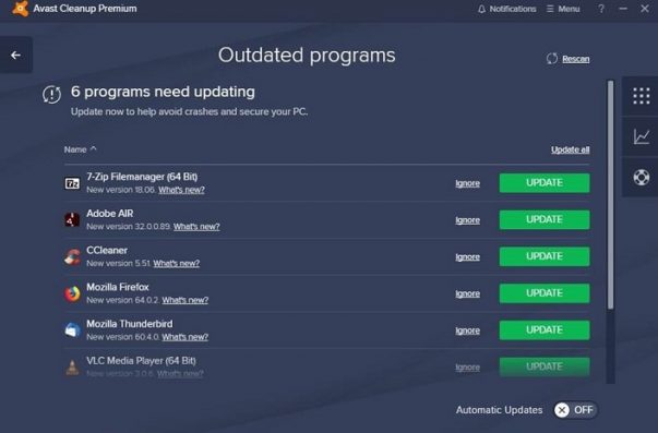 Avast Cleanup Premium Kelola Update Otomatis Aplikasi PC