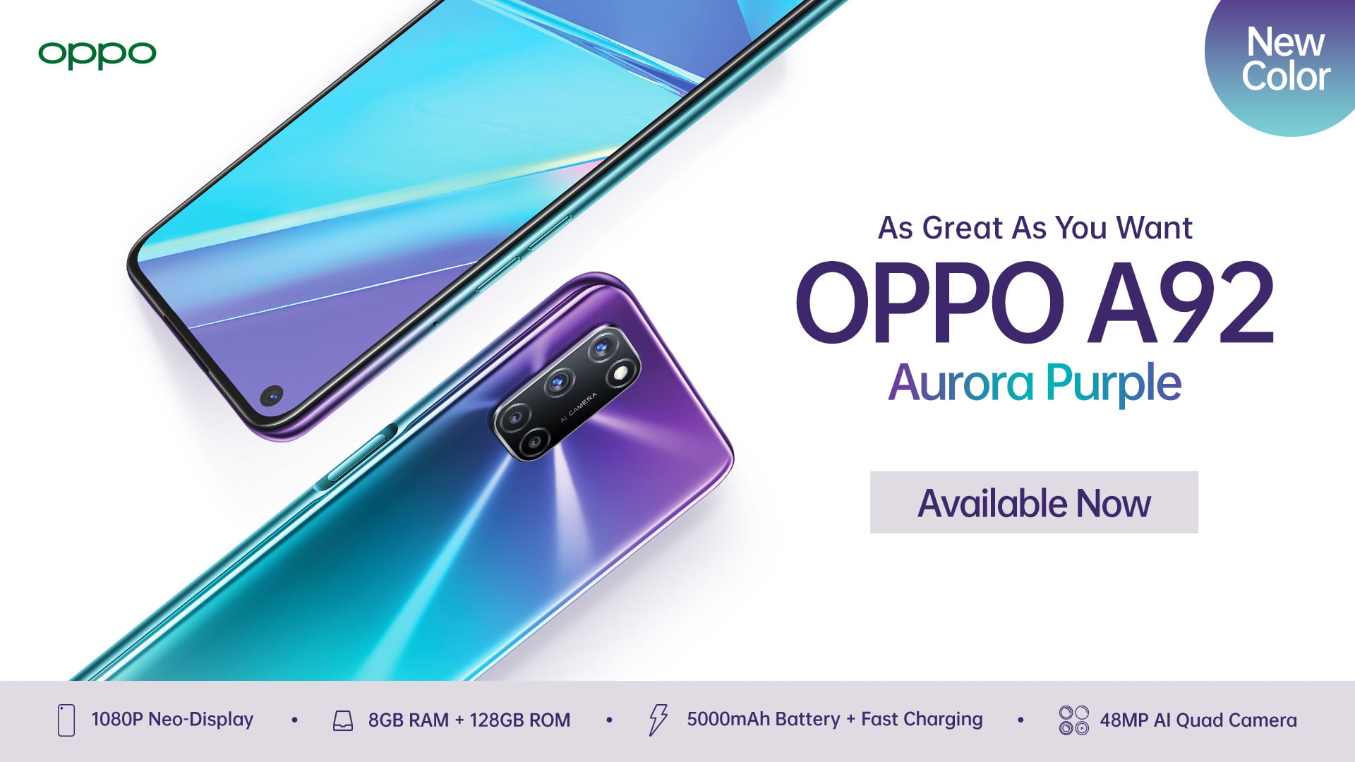 Oppo A92 Dibalut Warna Baru, Aurora Purple