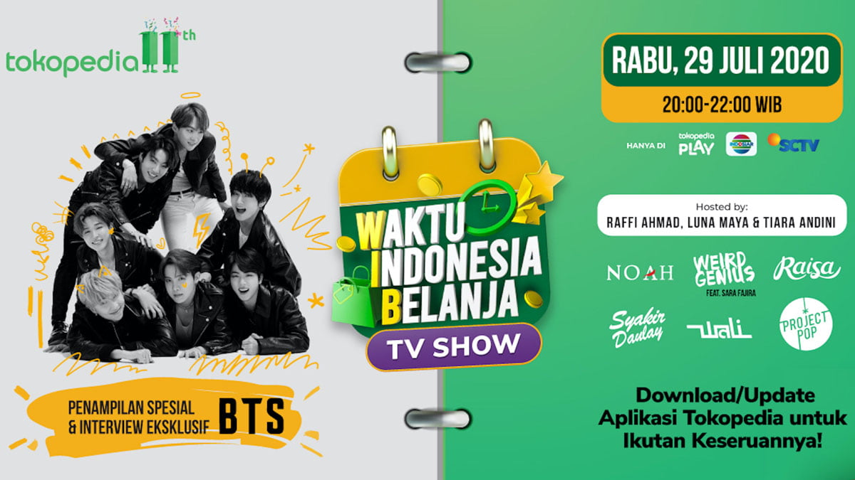 Bersama BTS dan Sederet Artis Tanah Air, Tokopedia Resmi Umumkan Waktu Indonesia Belanja