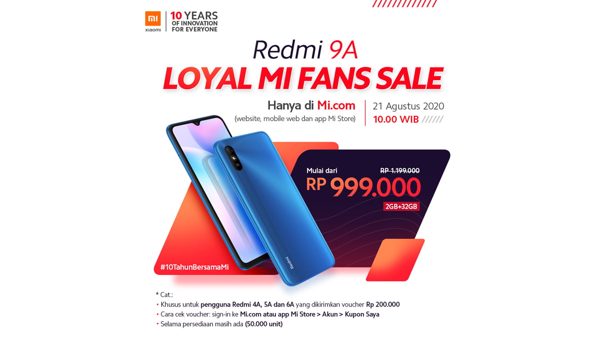 Rayakan Ulang Tahun ke-10, Xiaomi Jual Redmi 9A dengan Harga Spesial