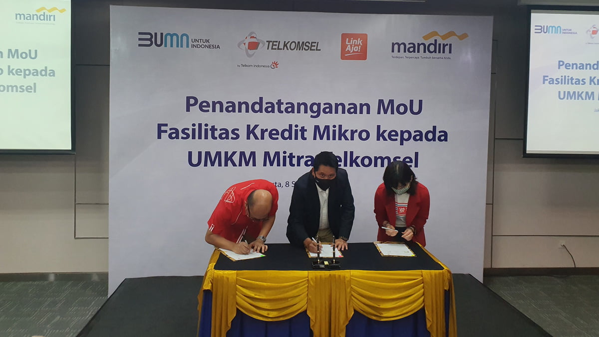 Telkomsel Gandeng Bank Mandiri dan LinkAja, Hadirkan Kemudahan Kredit Usaha Bagi UMKM