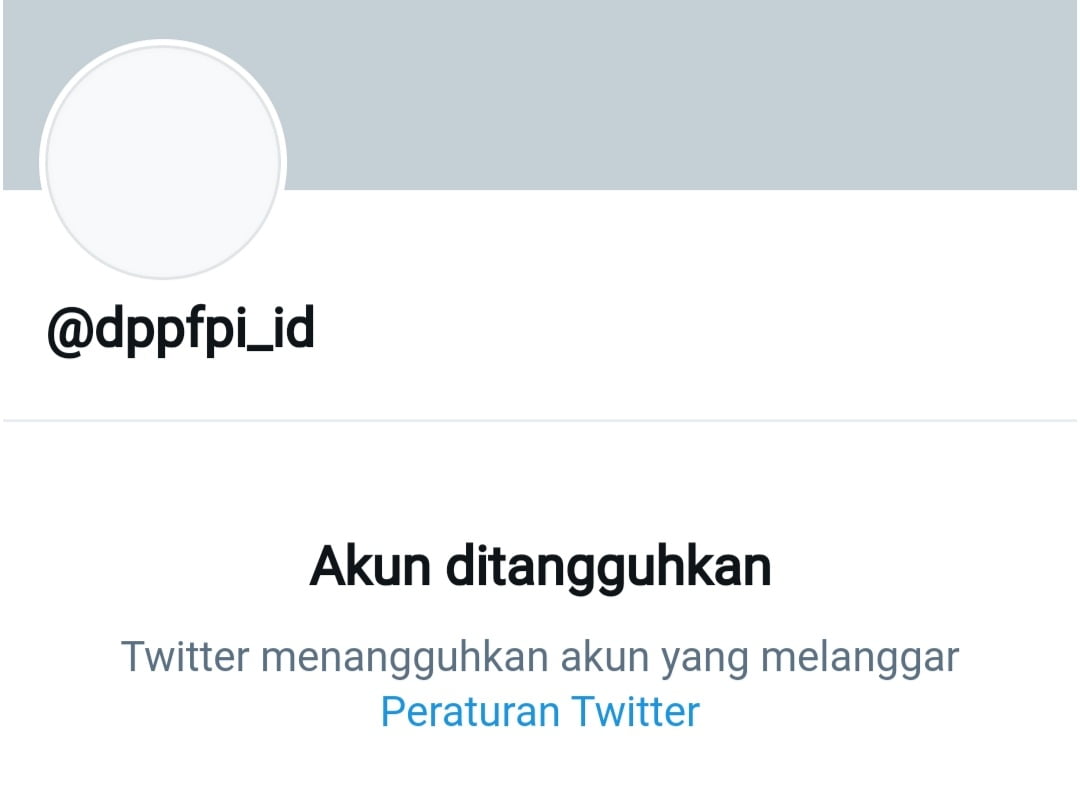 Akun Twitter FPI Kena Suspend