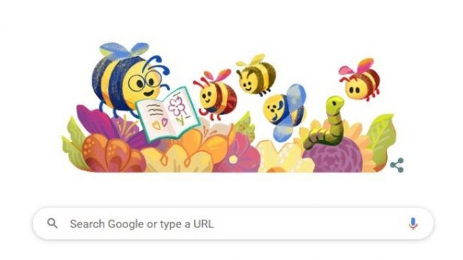 Peringati Hari Guru, Google Doodle Pasang Ilustrasi Lebah