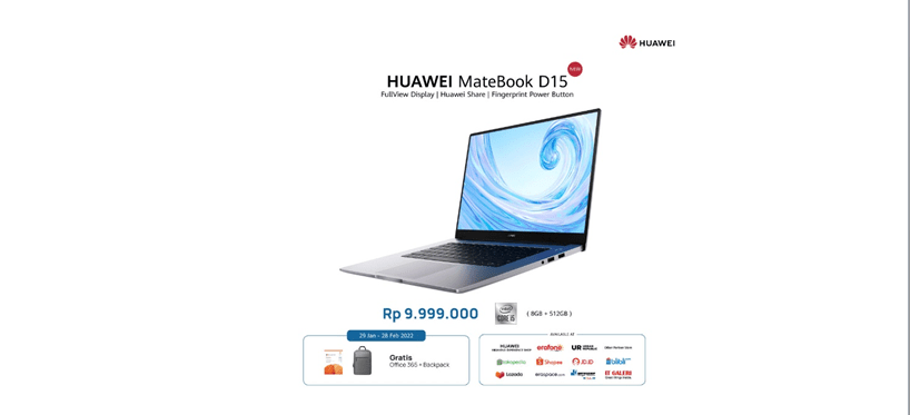 Huawei MateBook D15 Resmi Meluncur, Laptop Mantap Bonusnya Lengkap