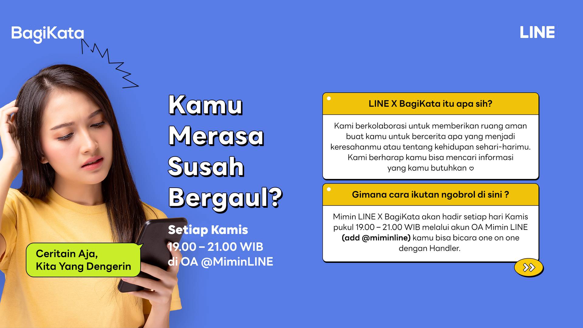 LINE Indonesia Berkolaborasi dengan BagiKata Membuka Diskusi Kesehatan Mental di OA Mimin LINE