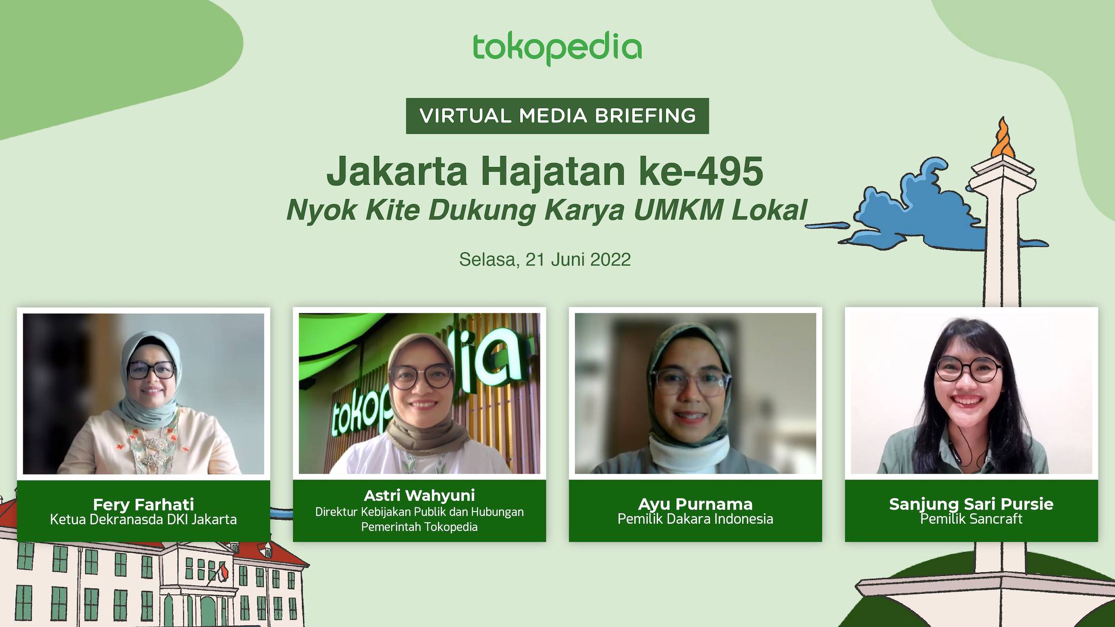 Jakarta Hajatan ke-495, Dekranasda DKI dan Tokopedia Ajak Masyarakat Dukung UMKM Lokal