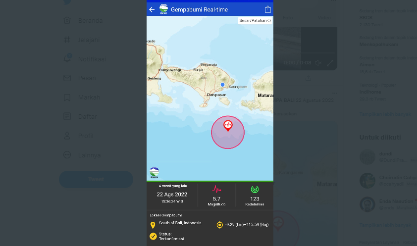 Gempa Guncang Bali, Netizen Teriak