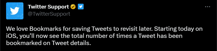 Pengguna Twitter iOS Kini Dapat Melihat Jumlah Bookmark