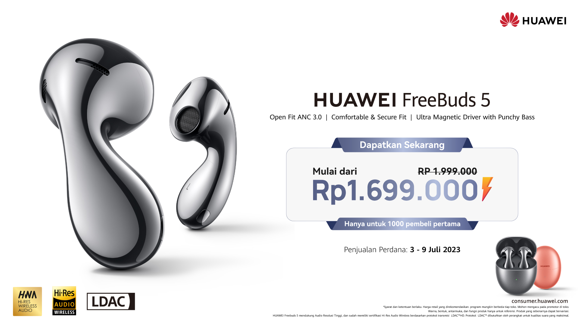 Huawei FreeBuds 5 Resmi Hadir di Indonesia