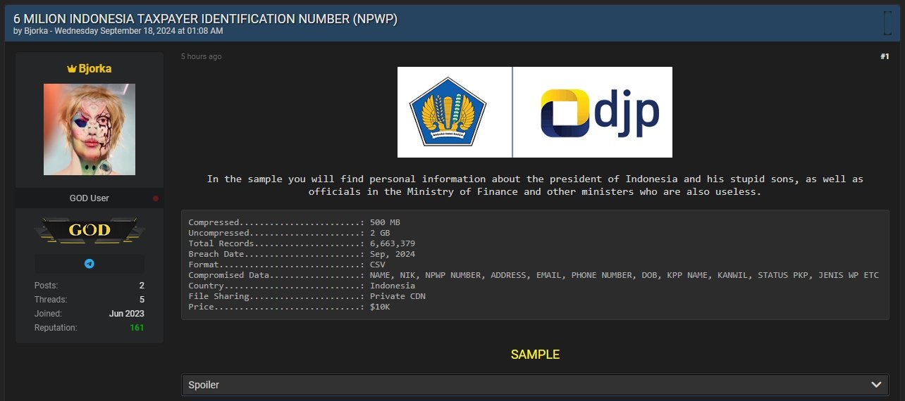 6 Juta Data NPWP Bocor, Ada Punya Jokowi dan Jajaran Menteri